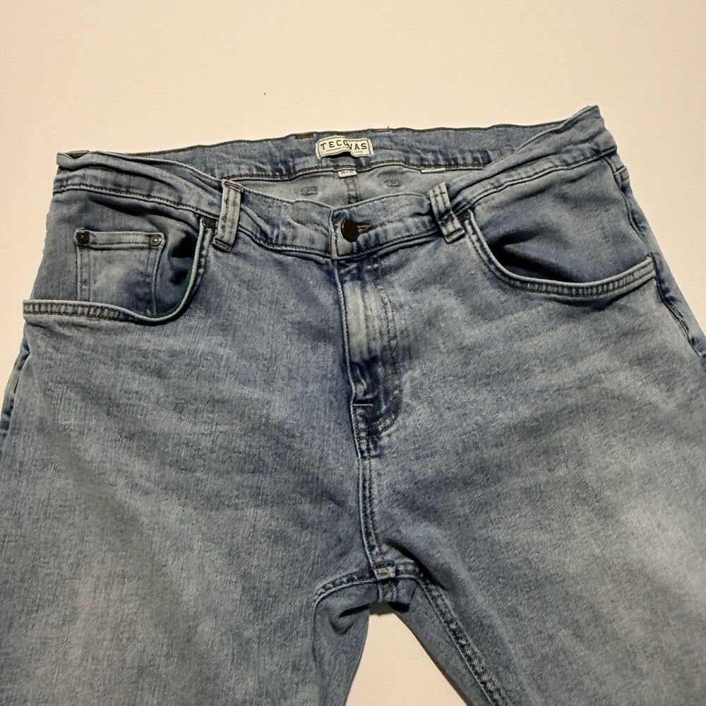 Tecovas Slim Jean Men 38X32 Fits 36x32 Light Blue Western Premium Stretch Denim